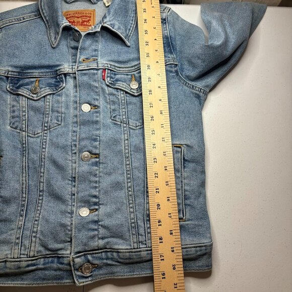 Vintage Y2K Levi’s Trucker Jacket Red Tab Light Wash Denim Made In USA Sz Small - Picture 10 of 12